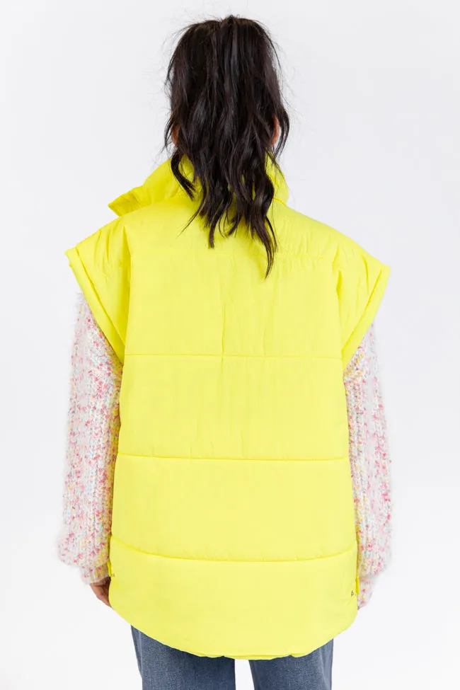 Going Upstate Yellow Oversized Puffer Vest SALE