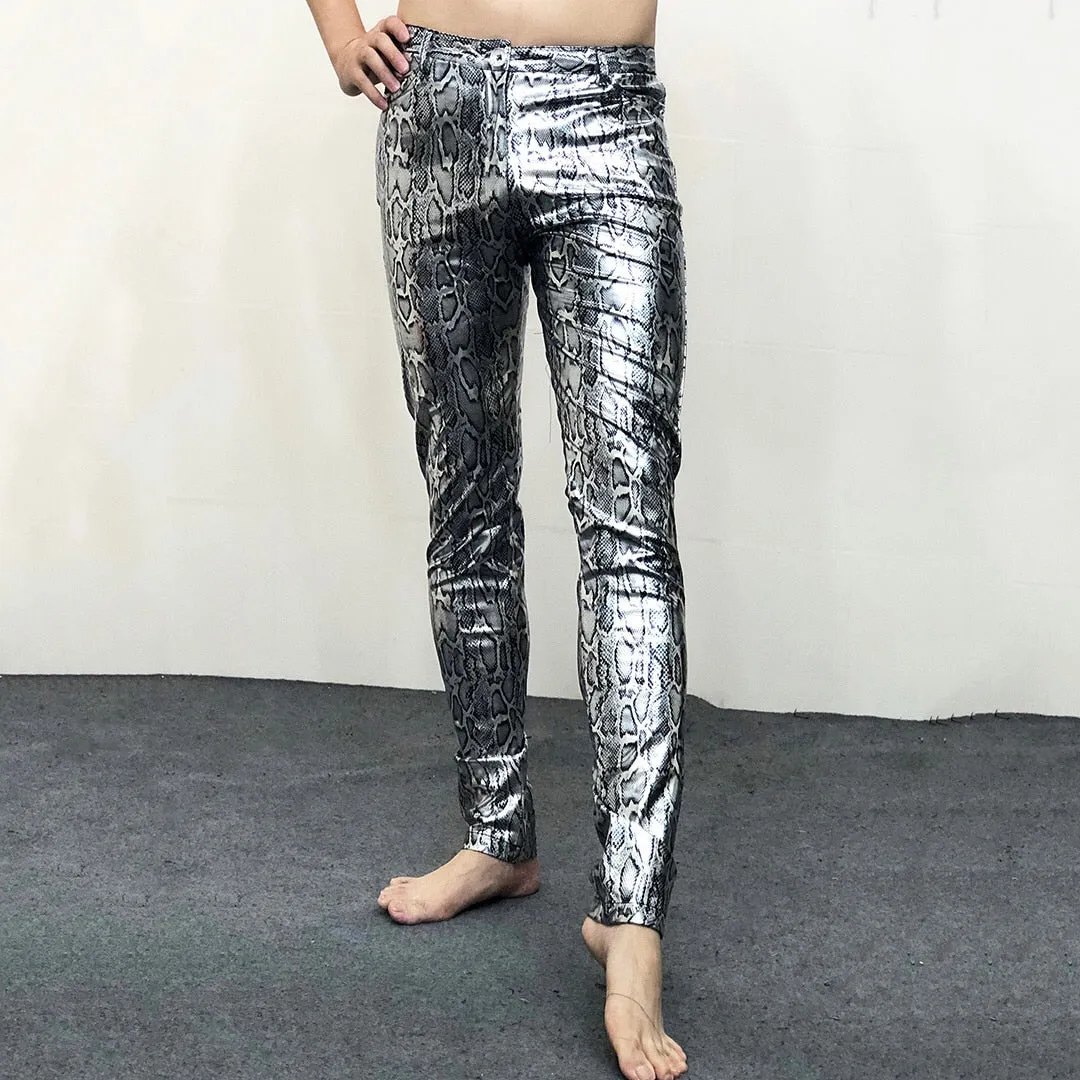 Gold Silver Snake Pattern Pants