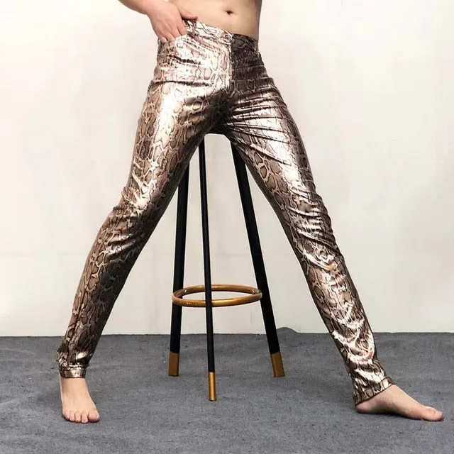 Gold Silver Snake Pattern Pants