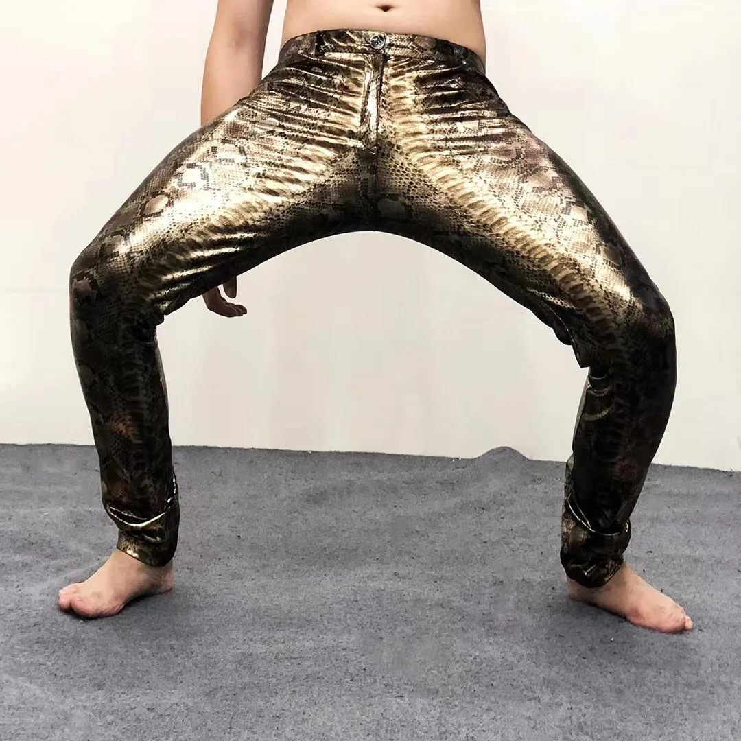 Gold Silver Snake Pattern Pants