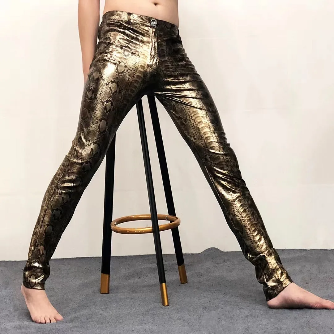 Gold Silver Snake Pattern Pants