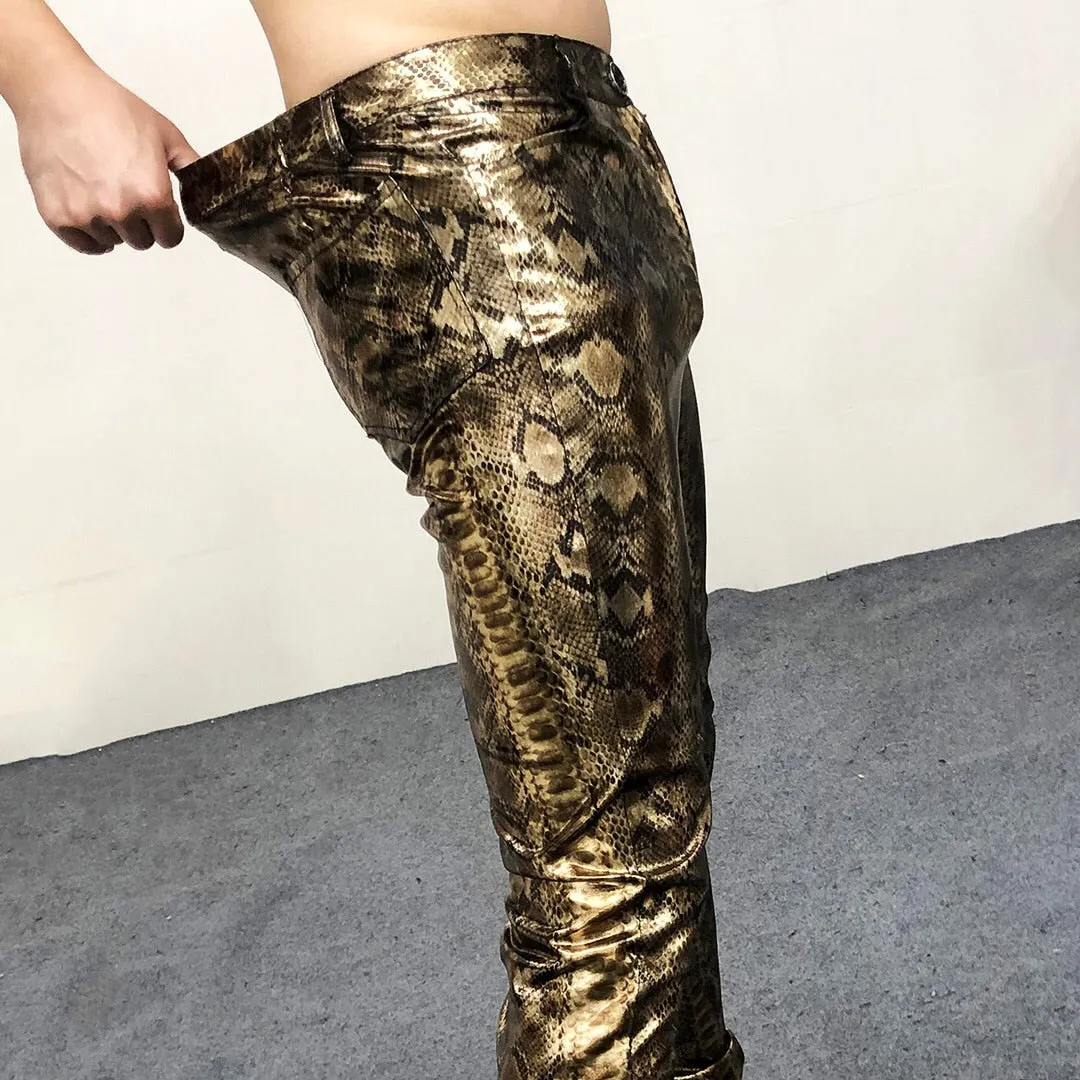 Gold Silver Snake Pattern Pants