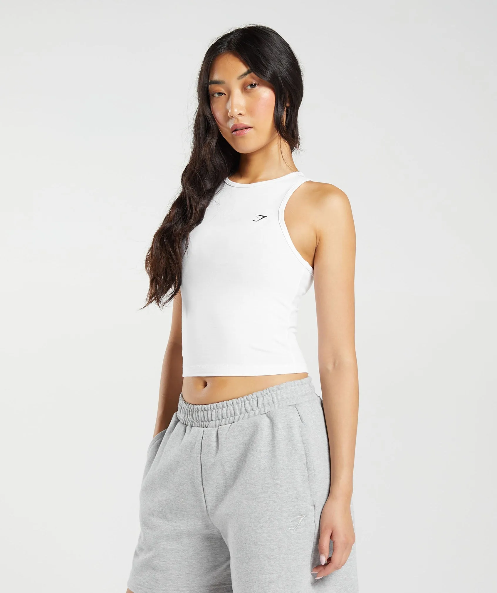 Gymshark Essential Cotton Midi Tank - White