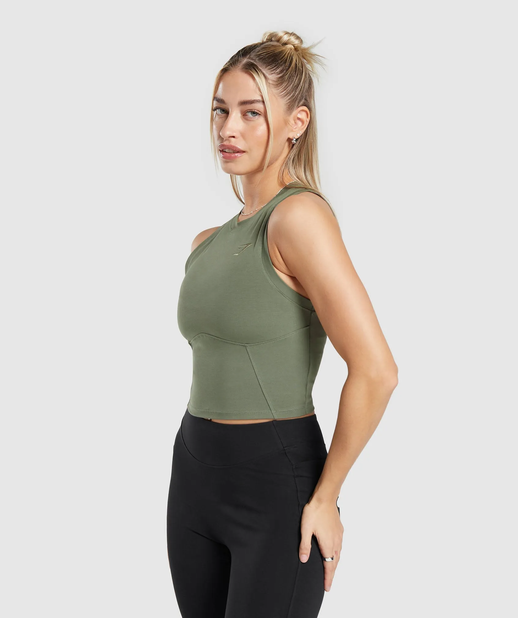 Gymshark Rest Day Cotton Contour Tank - Base Green