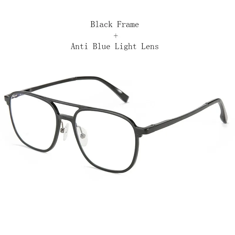 Hdcrafter Unisex Full Rim Square Pilot Aluminum Double Bridge Frame Eyeglasses 6113