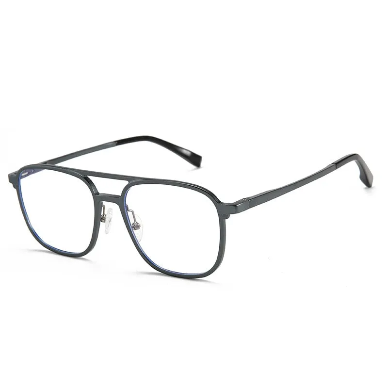 Hdcrafter Unisex Full Rim Square Pilot Aluminum Double Bridge Frame Eyeglasses 6113