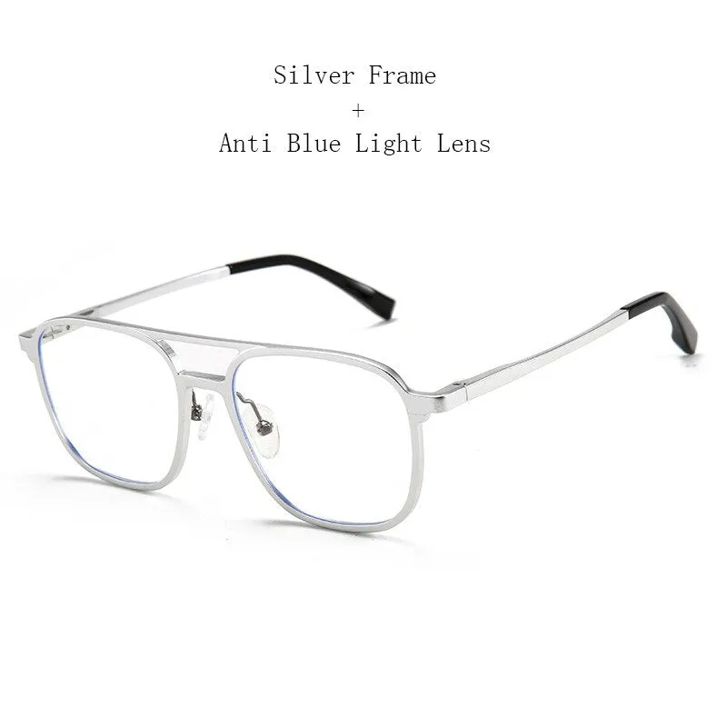 Hdcrafter Unisex Full Rim Square Pilot Aluminum Double Bridge Frame Eyeglasses 6113