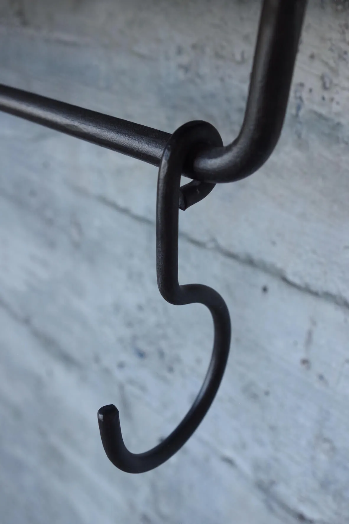 Industrial Wall Shelf with Hooks - Distressed