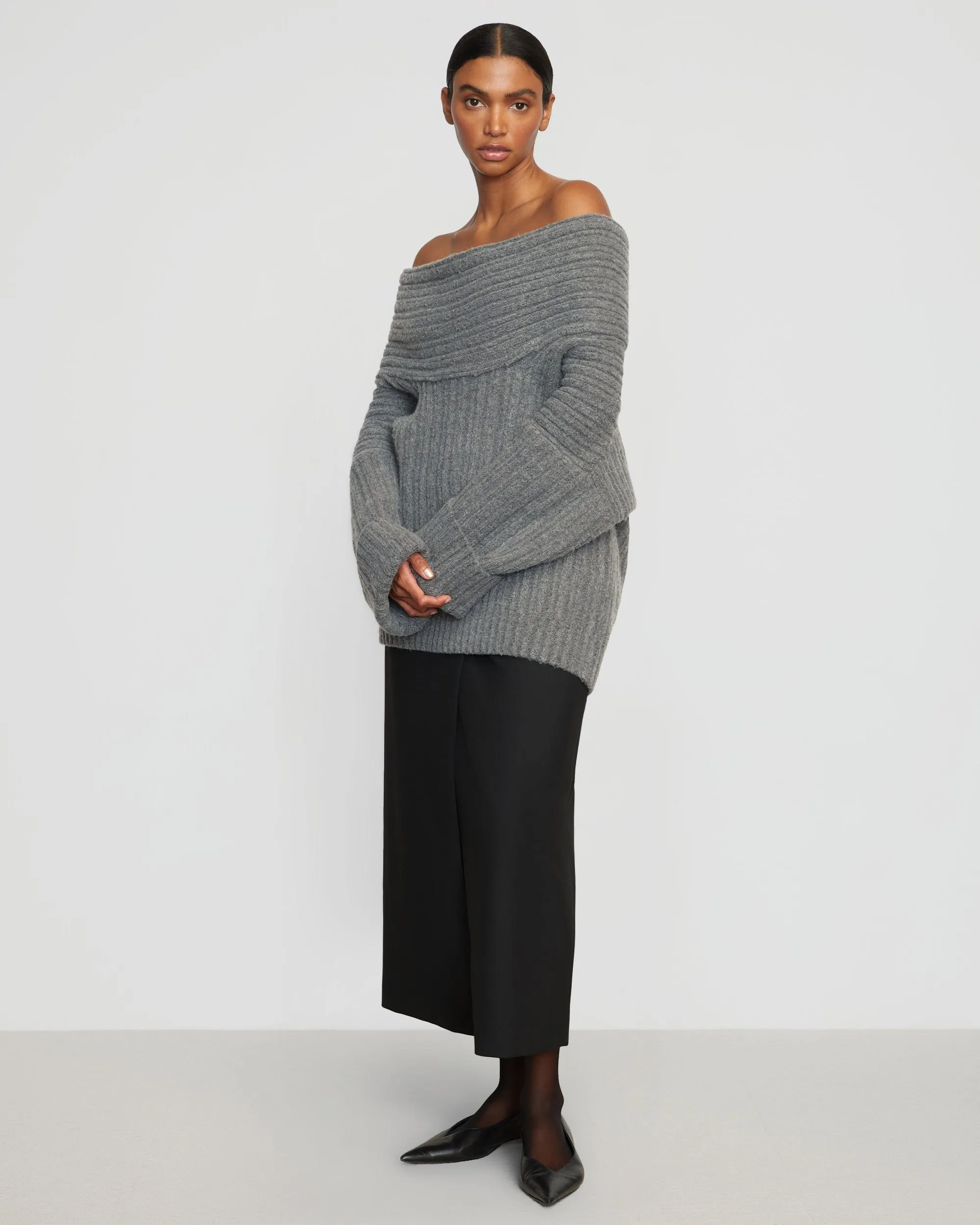 Jamie Chunky Asymmetric-Neck Sweater