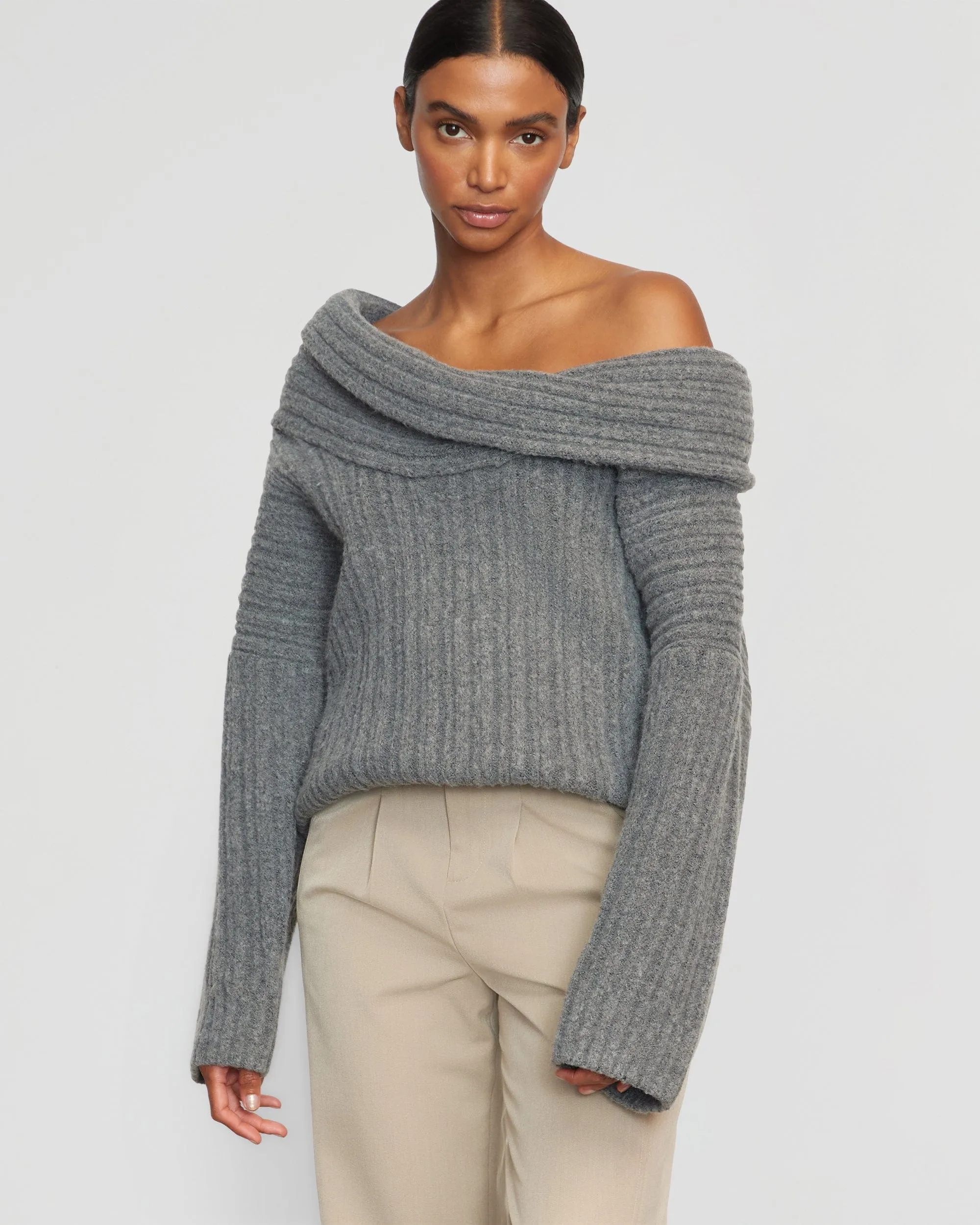 Jamie Chunky Asymmetric-Neck Sweater