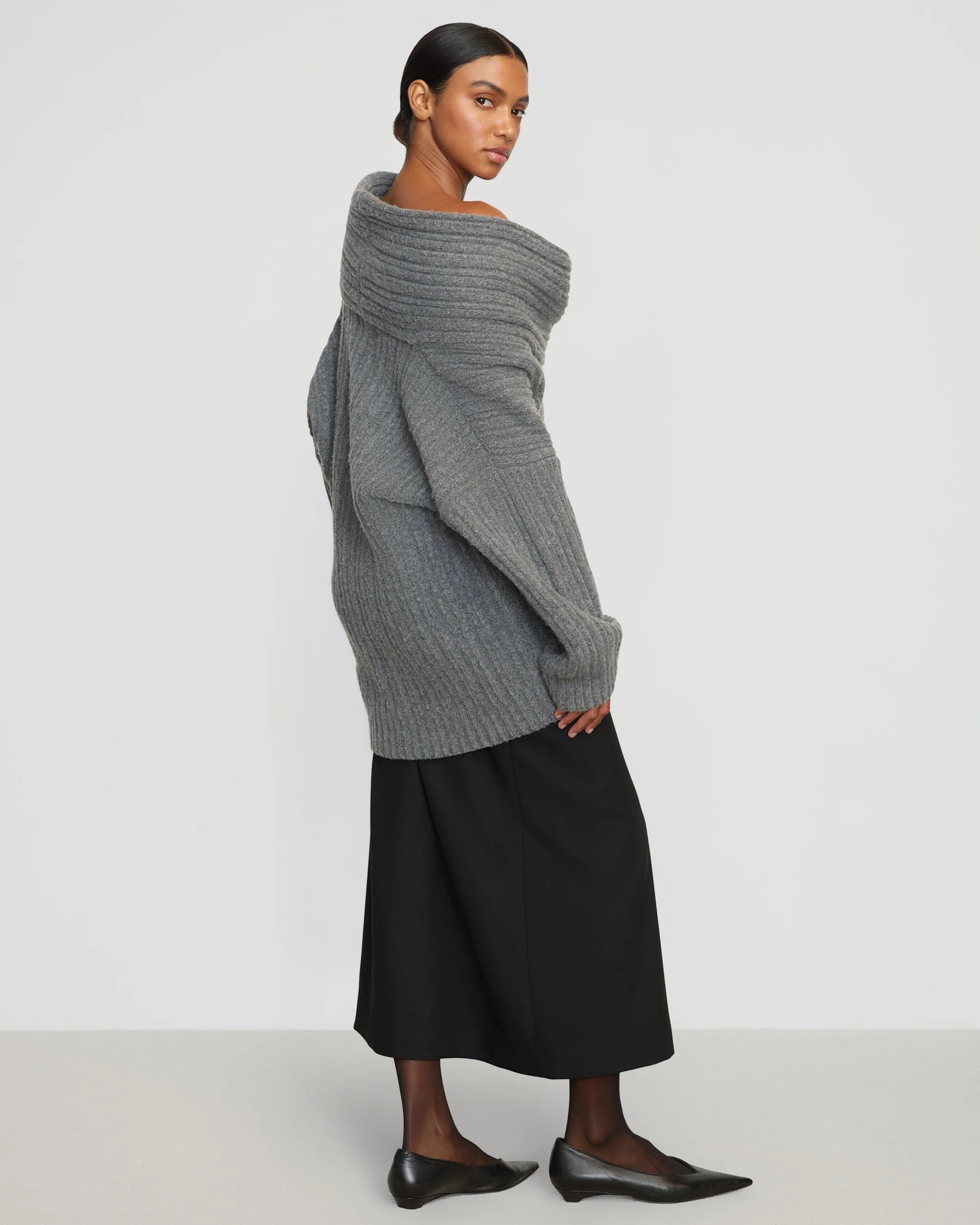 Jamie Chunky Asymmetric-Neck Sweater