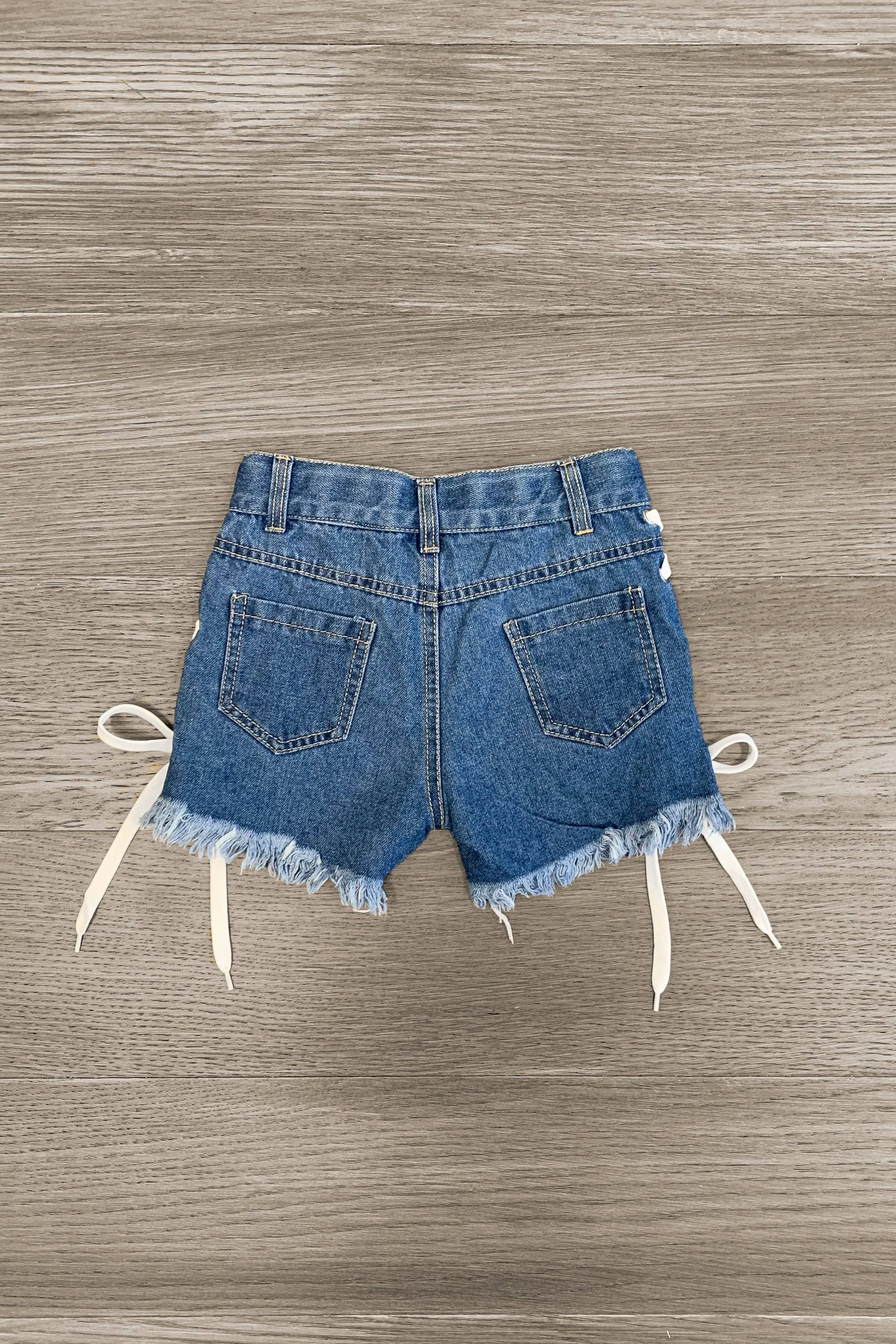 Lace Up Denim Shorts