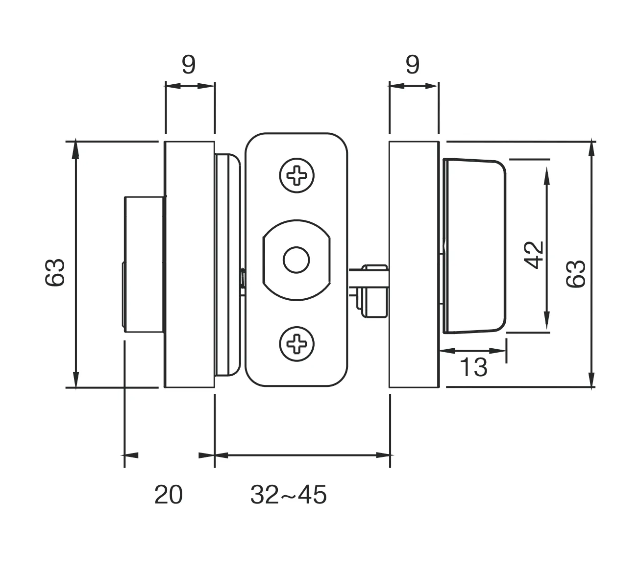 Lane Slimline Single Cylinder Deadbolt Square Gun Metal Grey