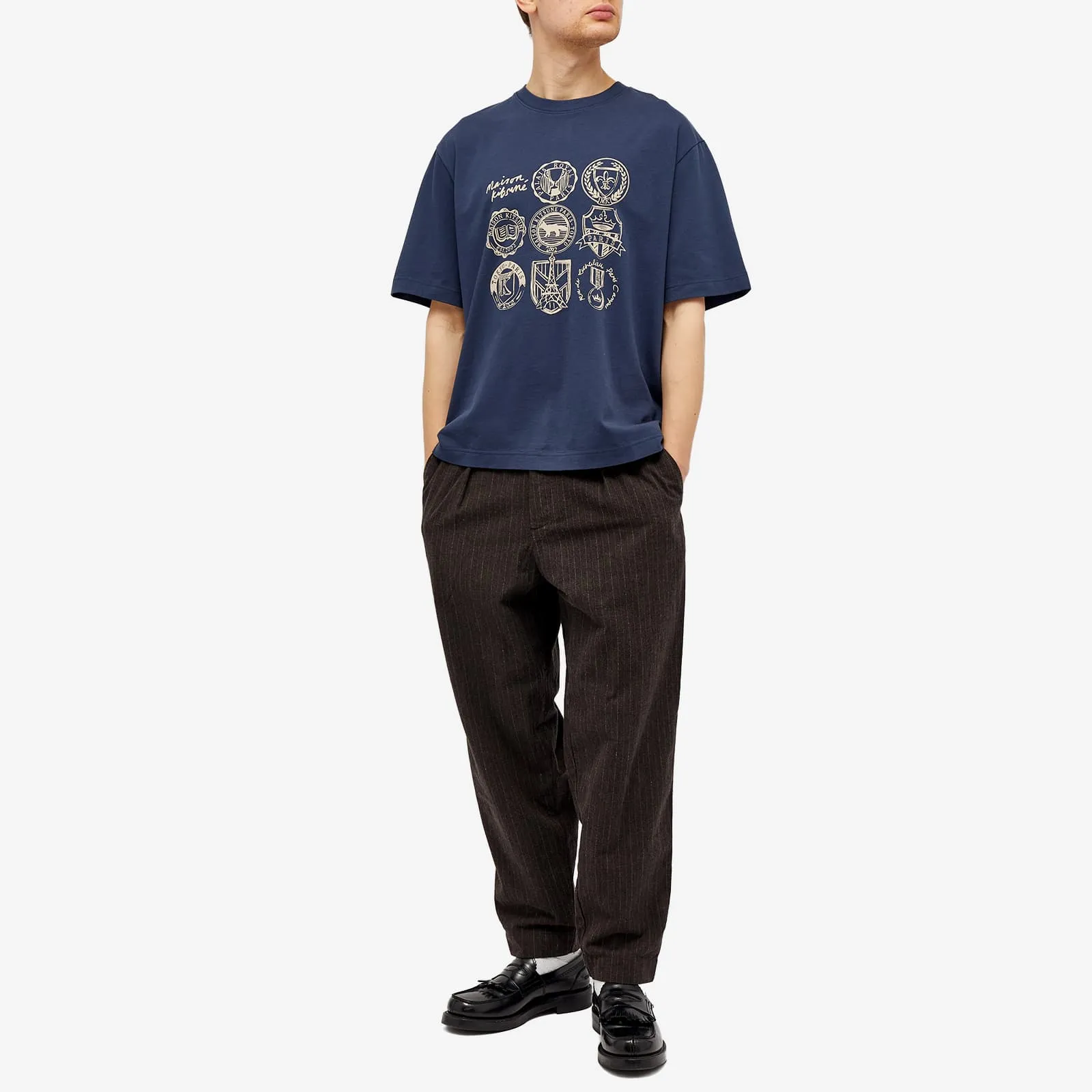 Maison Kitsune Ivy League Oversize T-Shirt in Ink Blue