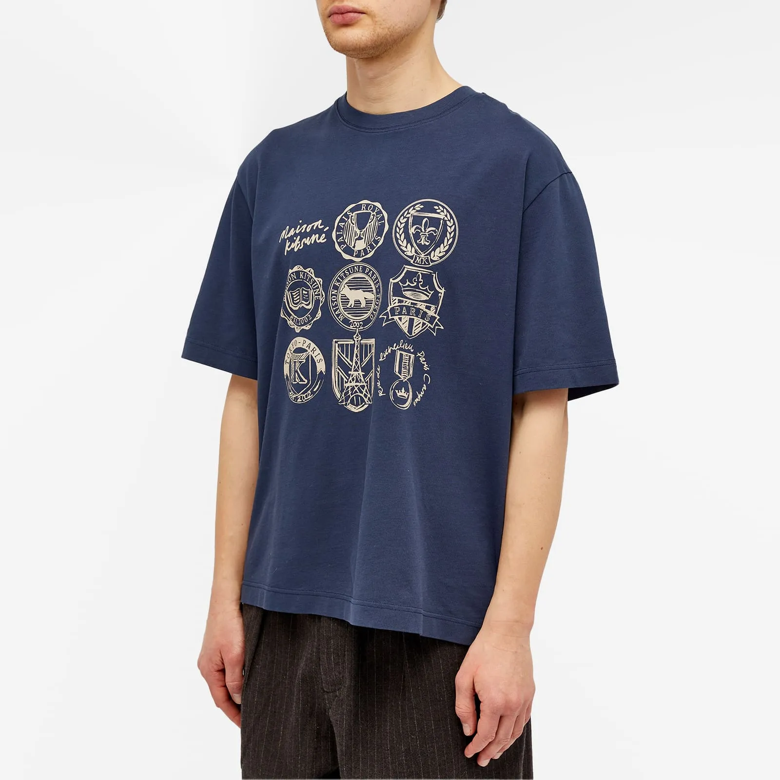 Maison Kitsune Ivy League Oversize T-Shirt in Ink Blue