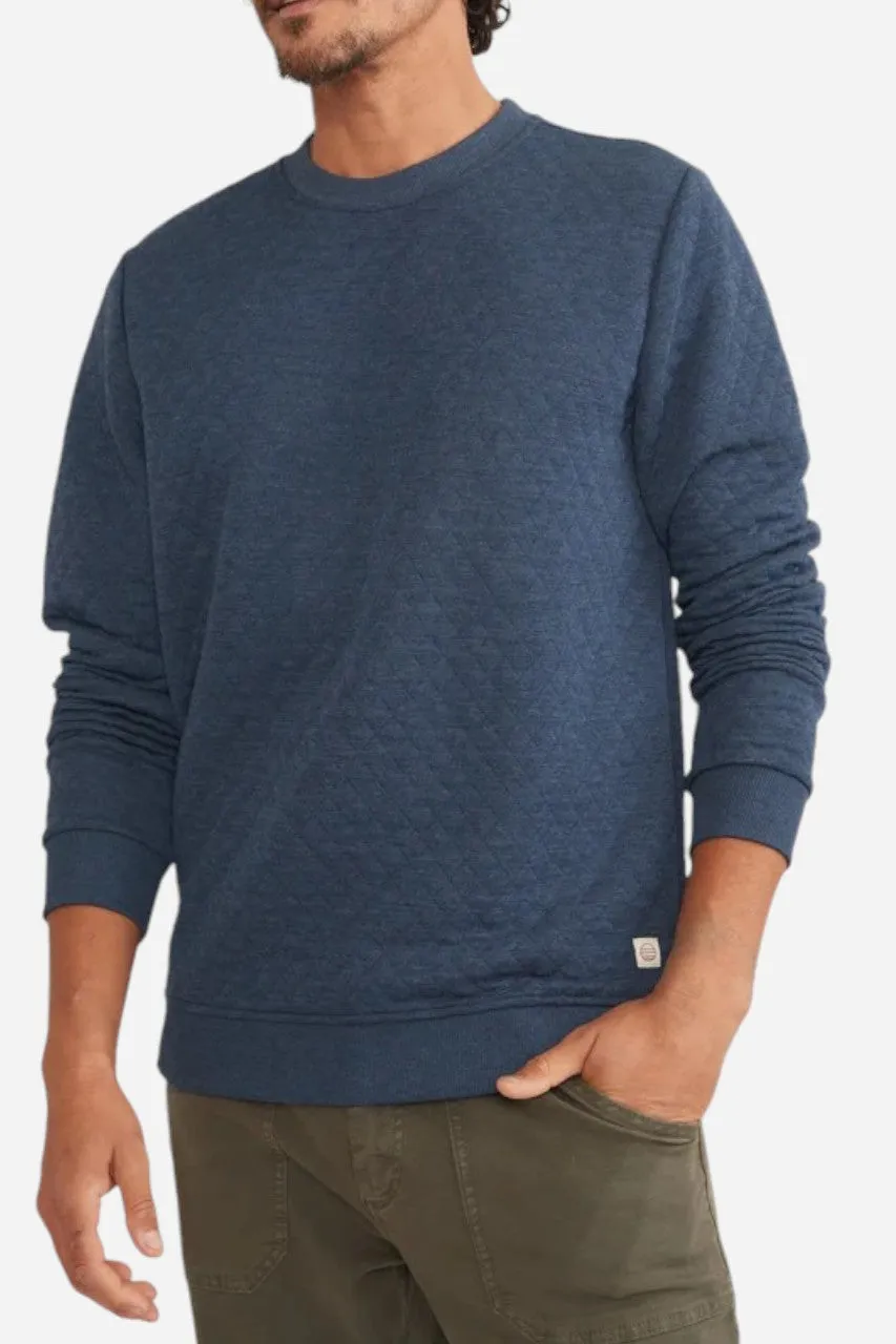 Marine Layer Corbet Quilted Crewneck in Navy