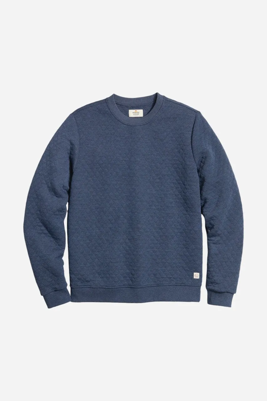 Marine Layer Corbet Quilted Crewneck in Navy