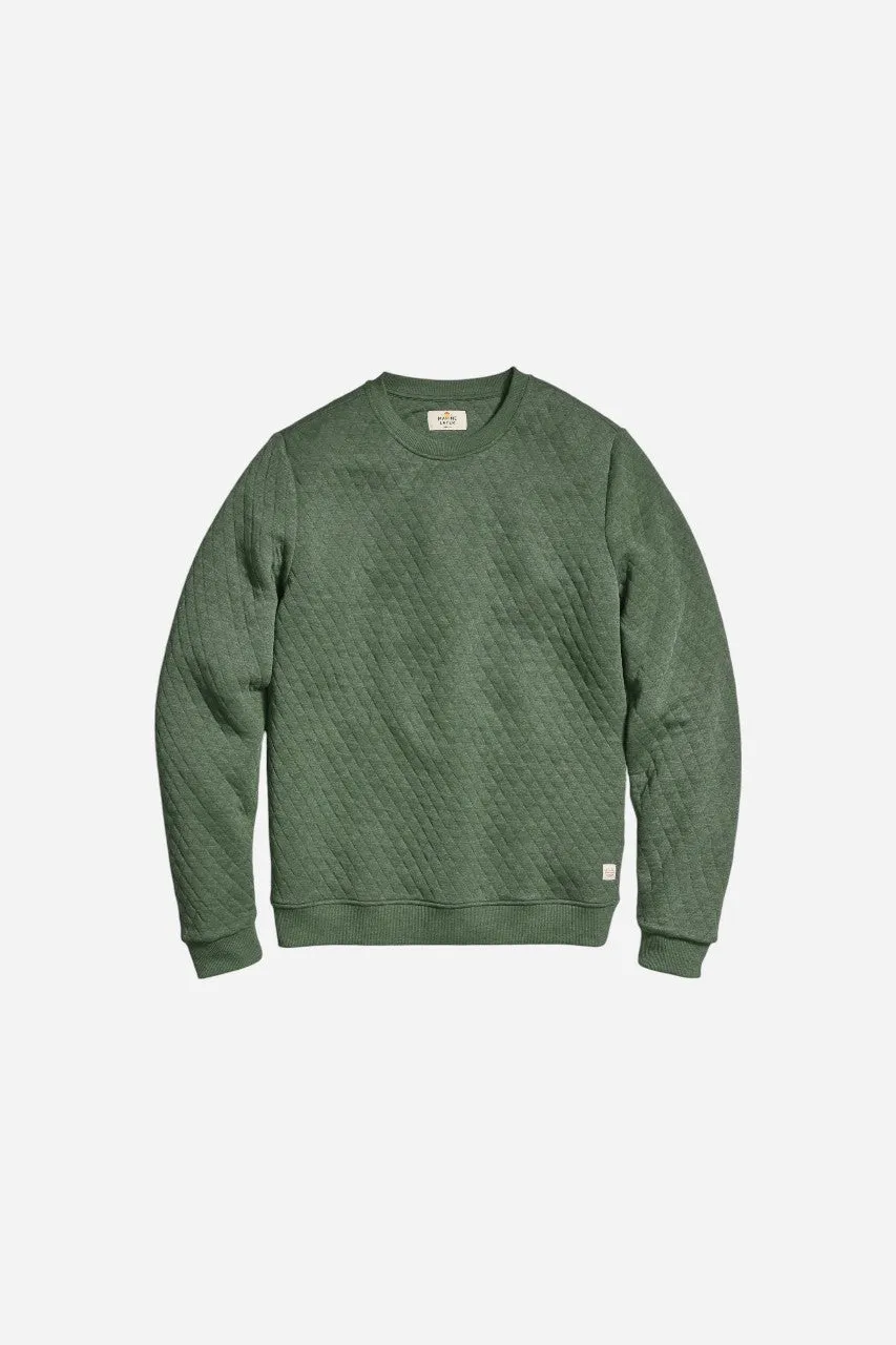 Marine Layer Corbet Quilted Crewneck in Olive