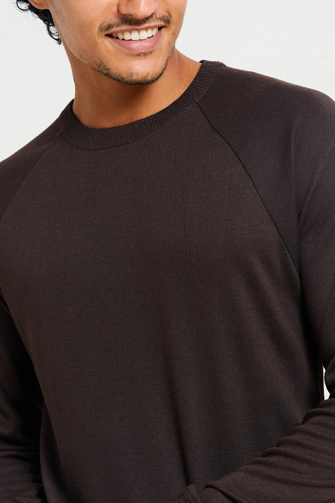 Men Brown Crew Neck Pullover