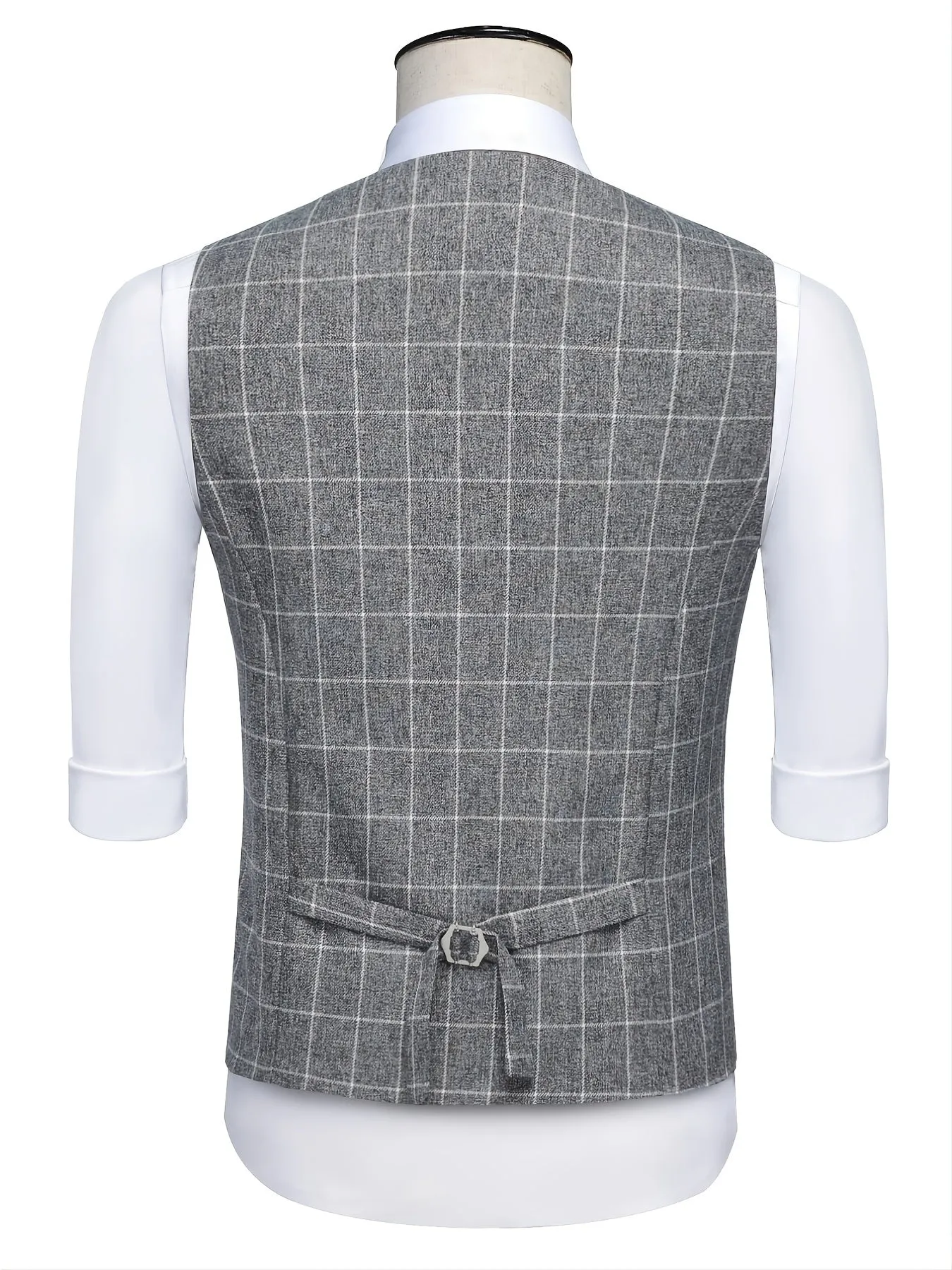 Men's Casual V-neck Plaid Slim Fit Single Breasted Suit Vest