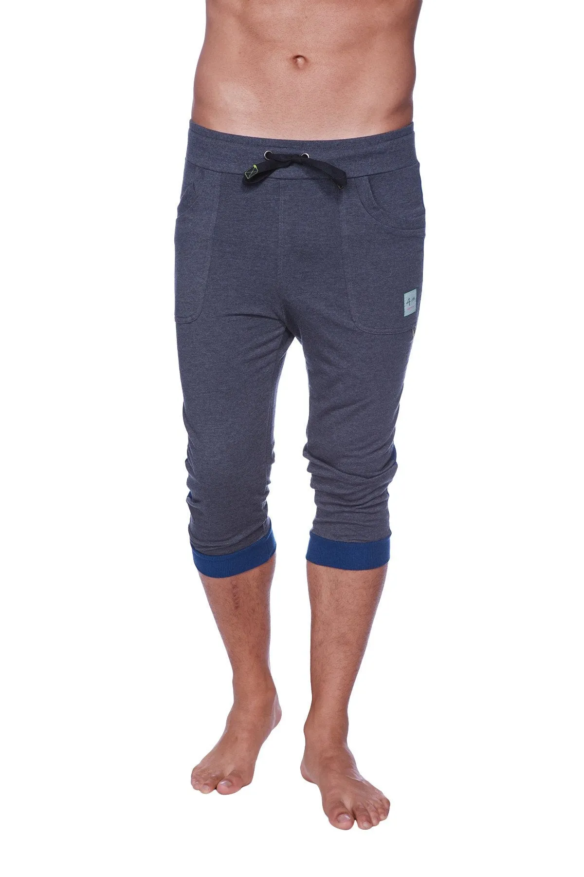 Mens Cuffed Yoga Pants (Charcoal w/Royal Blue)