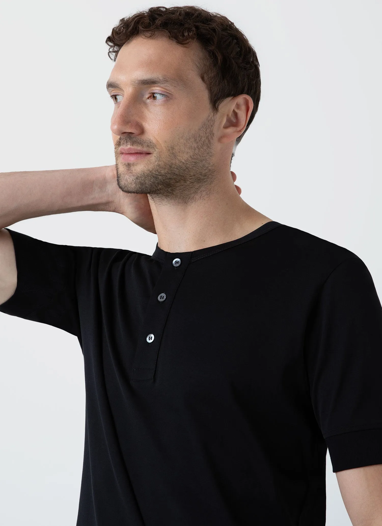 Men's Henley T-shirt in Black