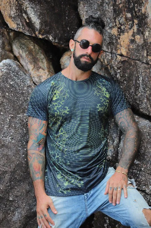 Mens Rave Shirt | Psy Clothing | Sacred Geomery Shirt | Fractal Shirt | Biomech 1.0 (TS)