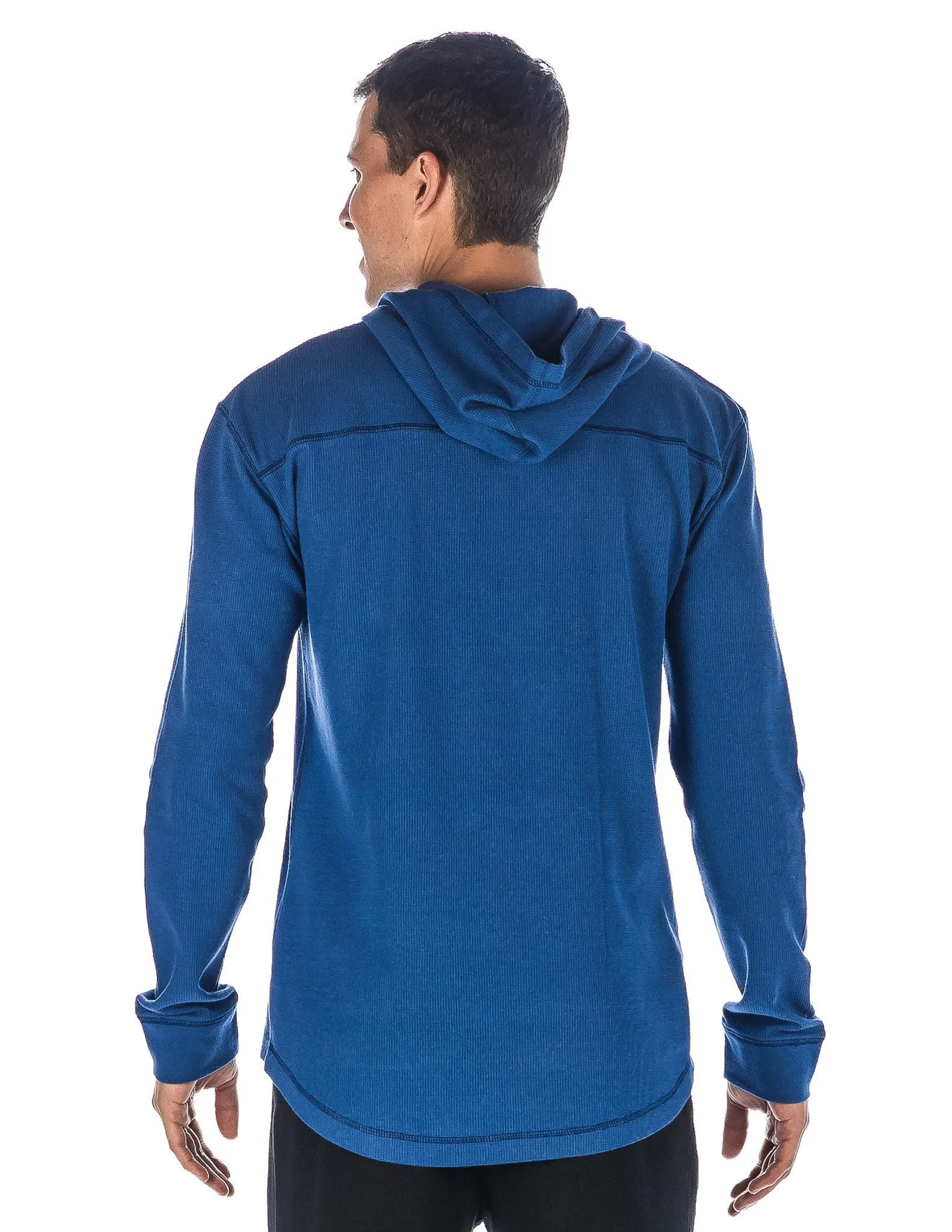 Men's Solid Thermal Lounge Hoodie - with Contrast Stitching - Navy