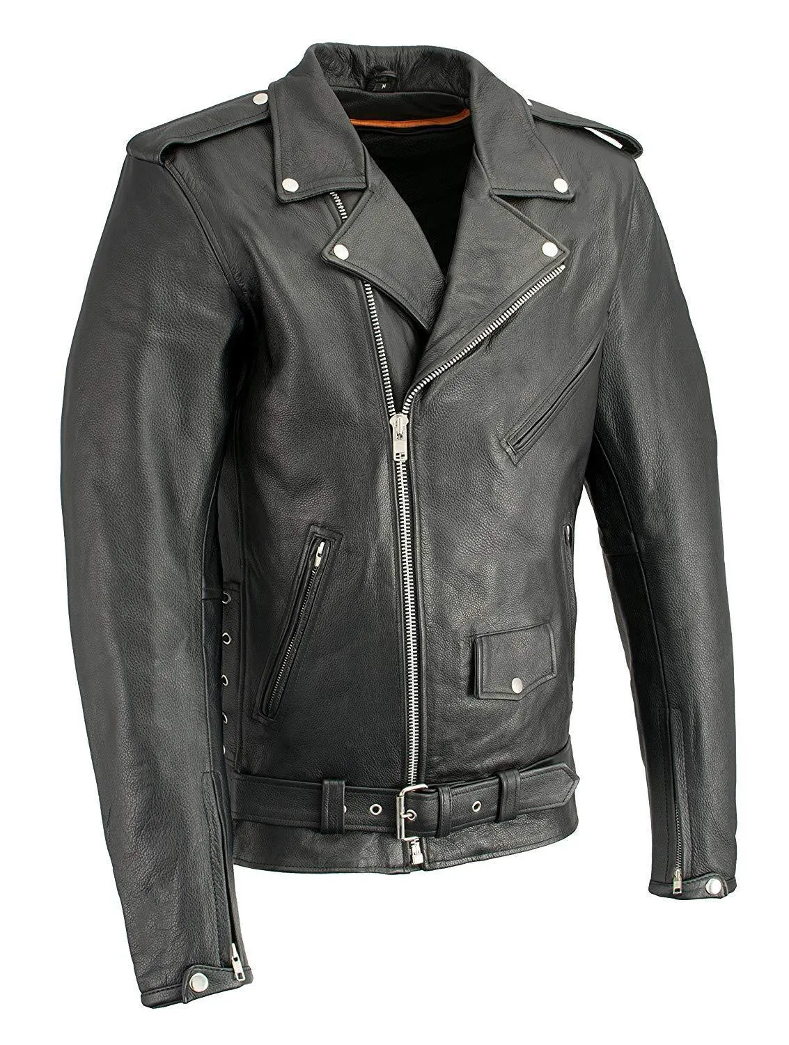 Milwaukee Leather-LKM1711TALL-Men's Black TALL Side Lace Police Style M/C Jacket with Gun Pockets