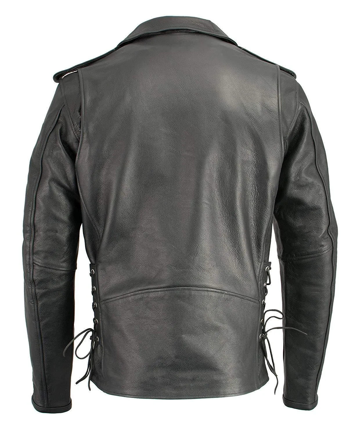 Milwaukee Leather-LKM1711TALL-Men's Black TALL Side Lace Police Style M/C Jacket with Gun Pockets