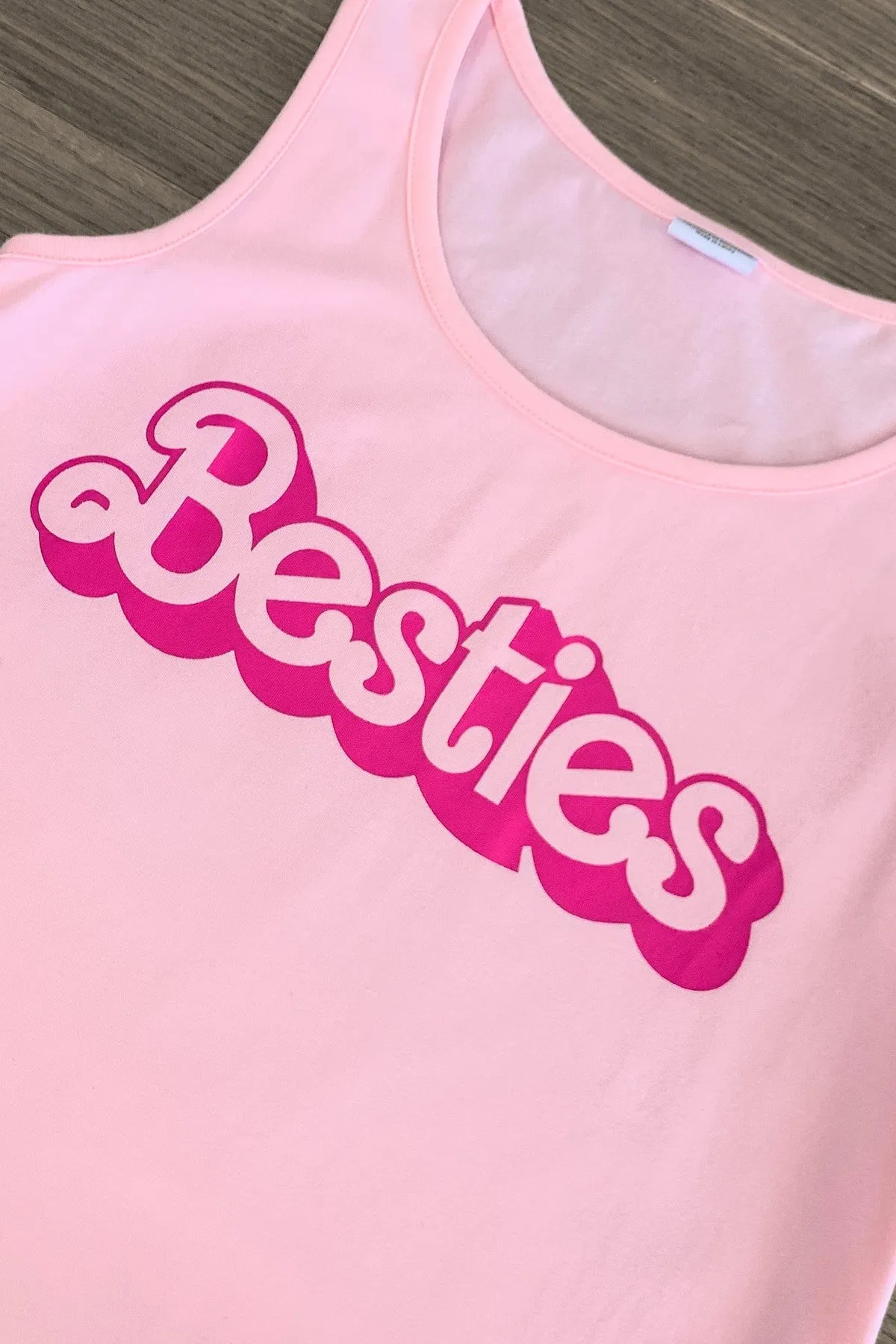 Mom & Me - "Besties" Pink Fringe Tank Top