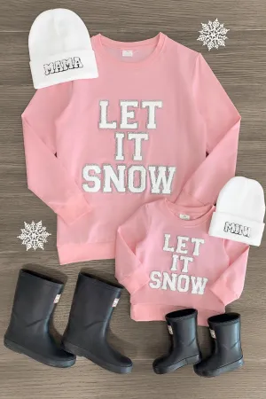 Mom & Me - "Let It Snow" Pink Chenille Patch Top