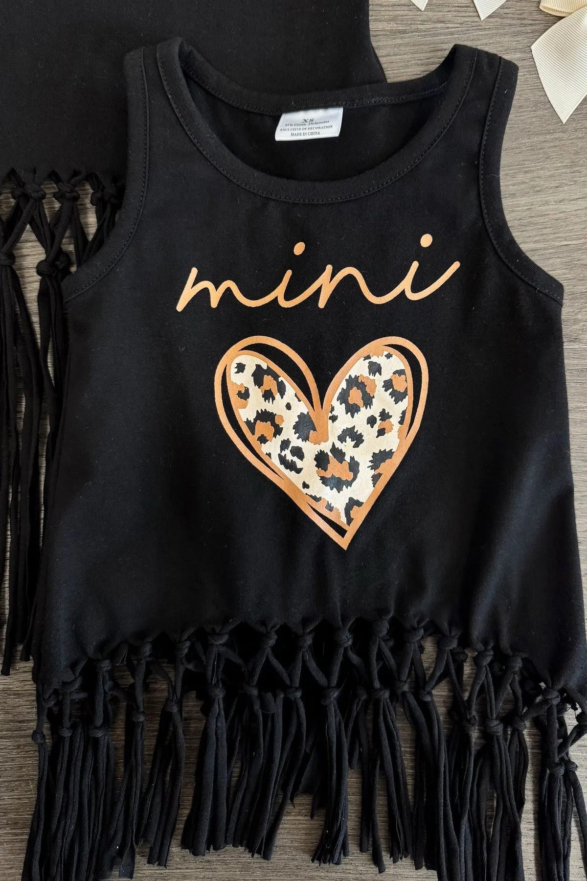 Mom & Me - "Mama & Mini" Black Fringe Tank Top