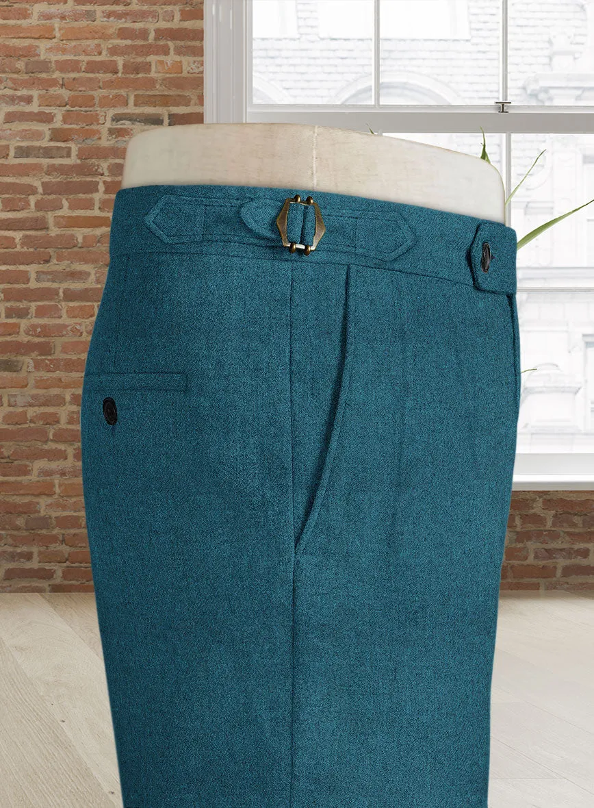 Naples Teal Blue Highland Tweed Trousers