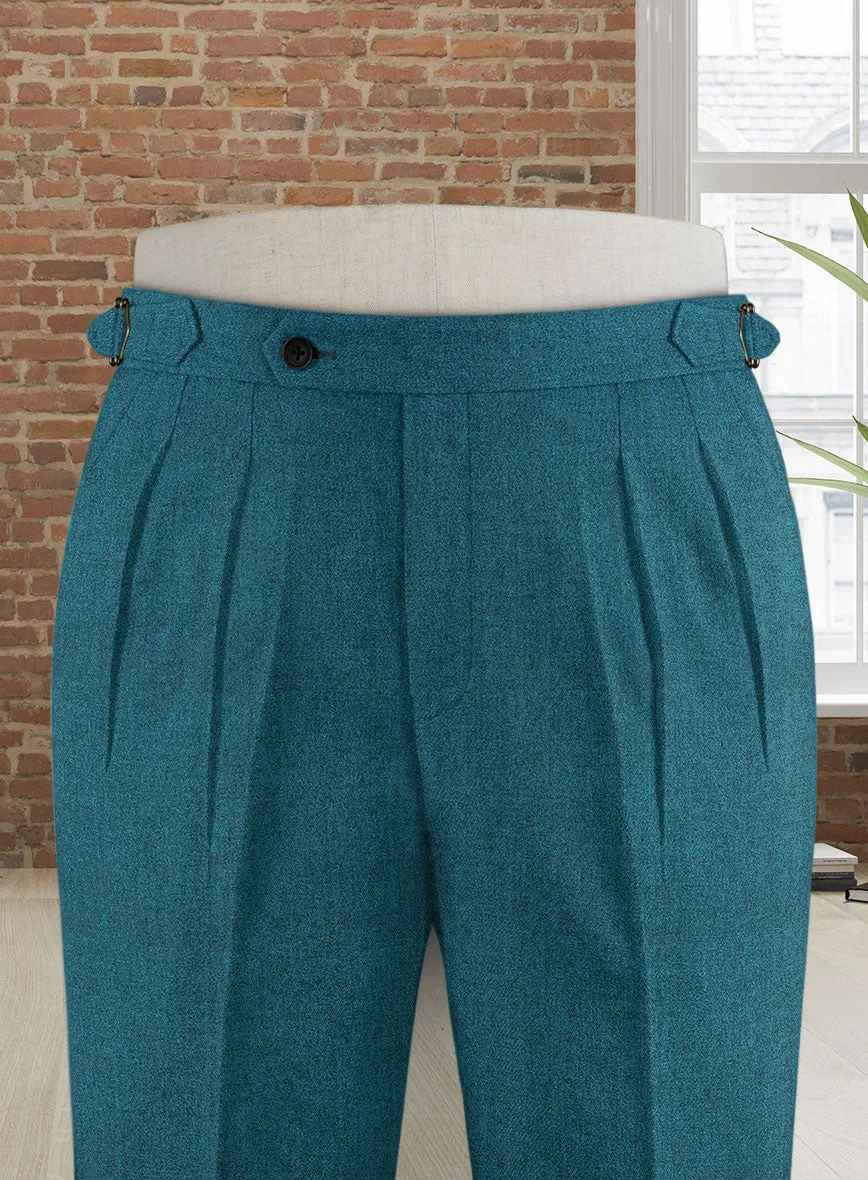 Naples Teal Blue Highland Tweed Trousers