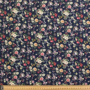 Navy Floral Vintage Cotton Print