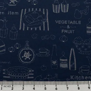 Navy Kitchen Cooking Cotton Print