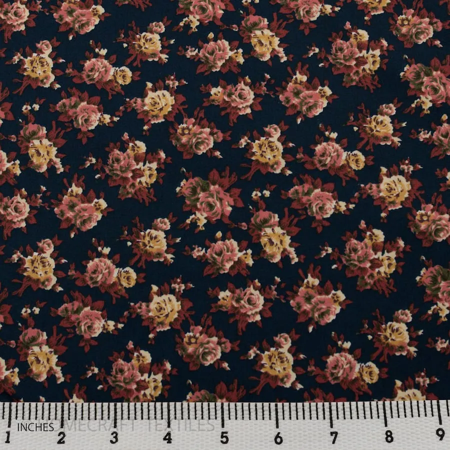 Navy Mini Posy Cotton Print