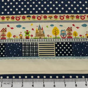 Navy Patchwork Kingdom Cotton Print