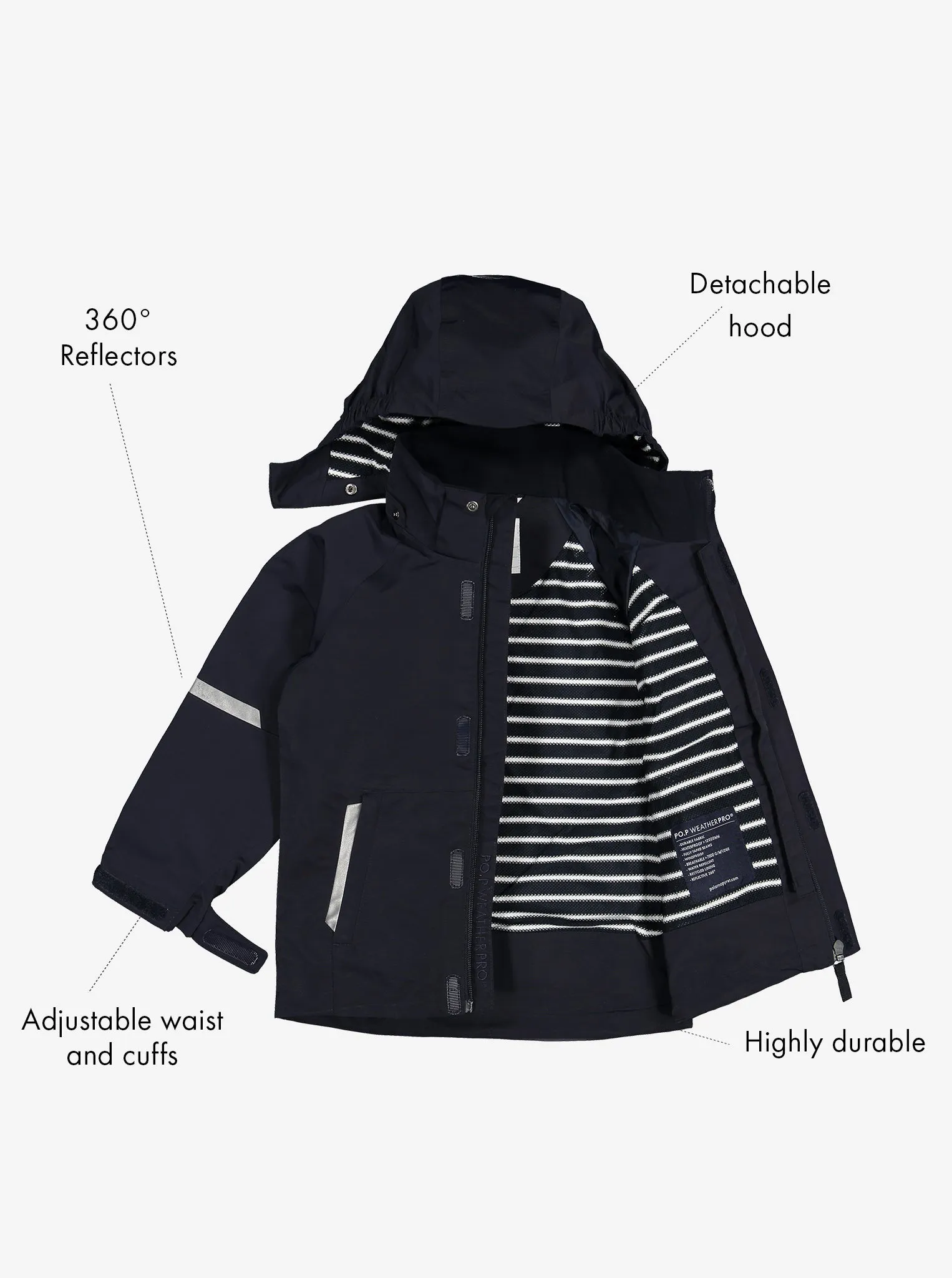 Navy Waterproof Kids School Coat