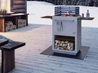 Nordpeis Air Fire Pit BBQ Grill Suit (includes Log Base, Windbreak, Tool Rail and Long Weather Cover)