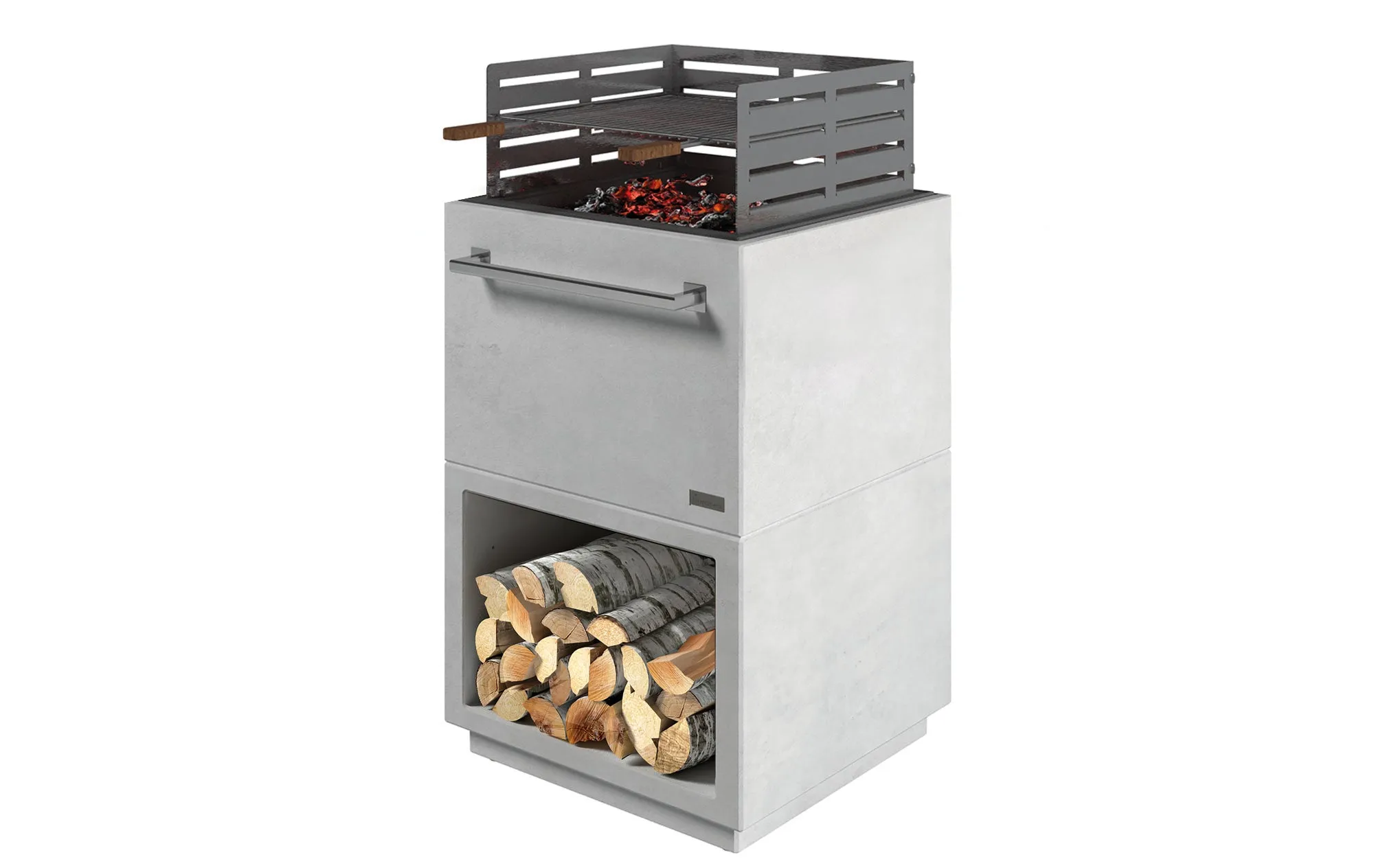 Nordpeis Air Fire Pit BBQ Grill Suit (includes Log Base, Windbreak, Tool Rail and Long Weather Cover)