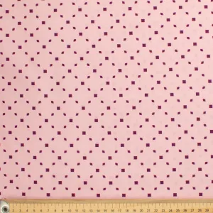 Old World Purple Collection #09 Purple Quadrilateral Geometric on Pink Cotton Prints