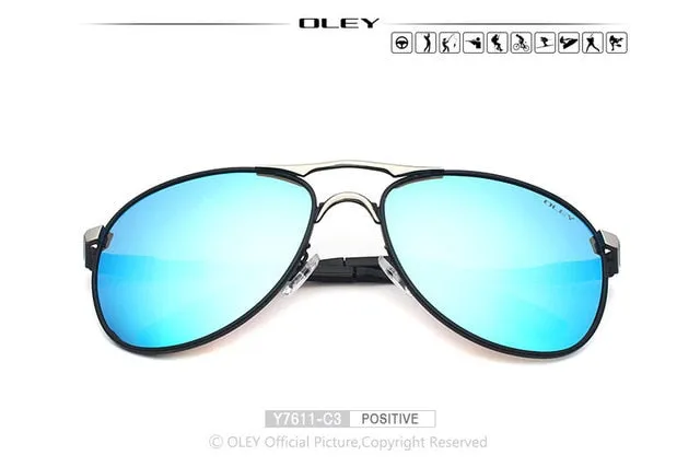 Oley Brand Men's Polarized Driving Sunglasses Women Pilot Blue Coating Y7611