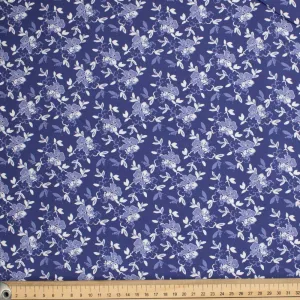 Petite Studio Blue Collection #02 White & Lilac Small Flower on Blue Cotton Prints