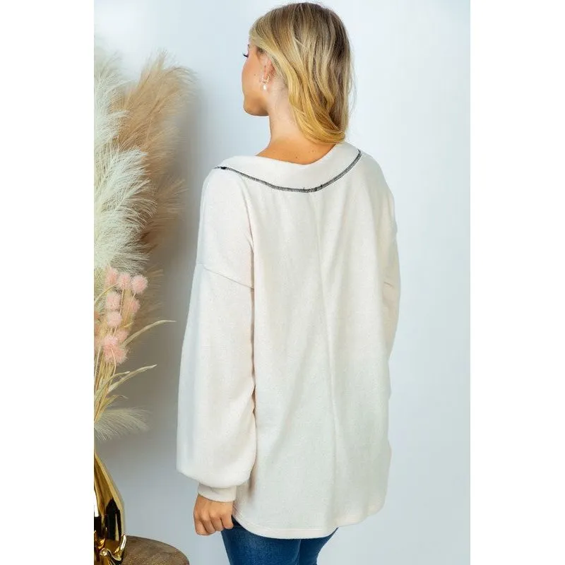 PLUS SIZE Long Sleeve Solid Knit Top