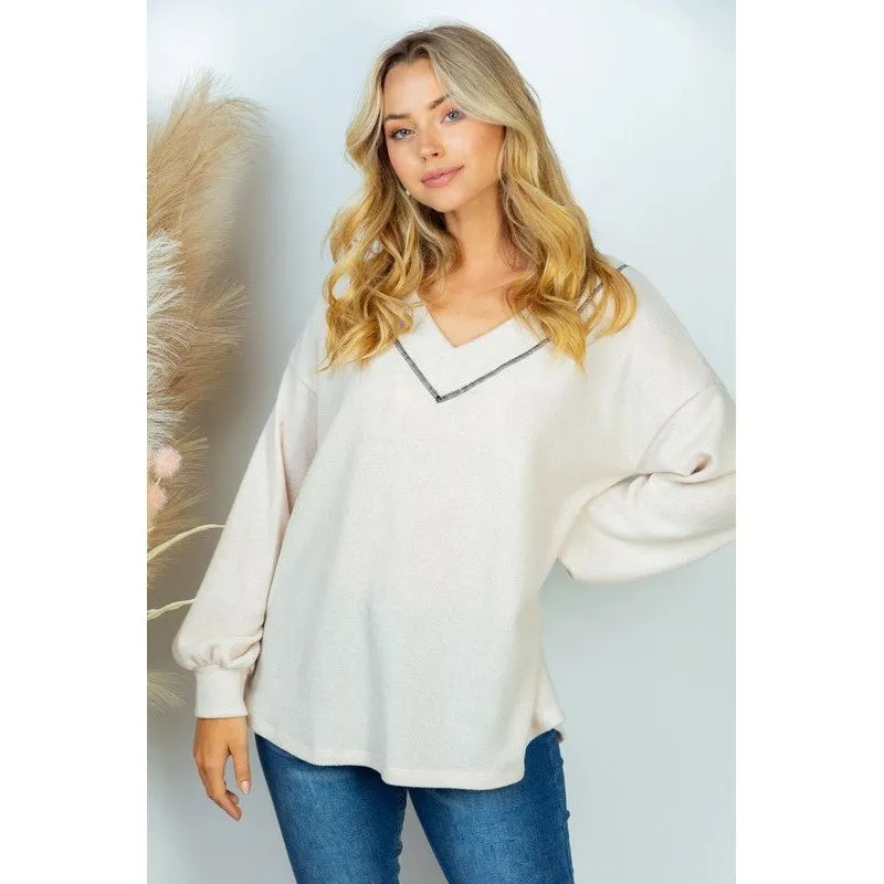 PLUS SIZE Long Sleeve Solid Knit Top