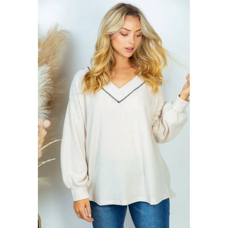 PLUS SIZE Long Sleeve Solid Knit Top