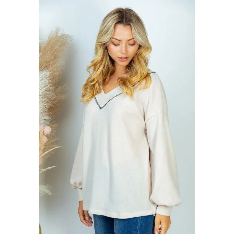 PLUS SIZE Long Sleeve Solid Knit Top