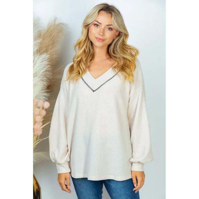 PLUS SIZE Long Sleeve Solid Knit Top